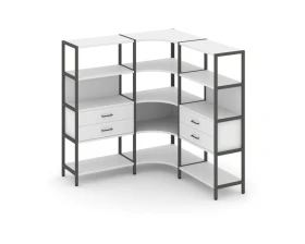 Трехсекционный угловой стеллаж четырехярусный с ящиками 1590х1590х1613 Шелф Систем / Shelf System images