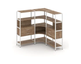 Трехсекционный угловой стеллаж четырехярусный с ящиками 1590х1590х1613 Шелф Систем / Shelf System images