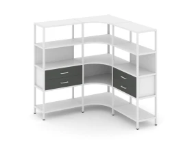 Трехсекционный угловой стеллаж четырехярусный с ящиками 1590х1590х1613 Шелф Систем / Shelf System images