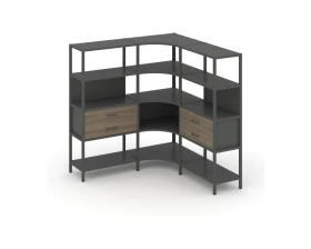 Трехсекционный угловой стеллаж четырехярусный с ящиками 1590х1590х1613 Шелф Систем / Shelf System images