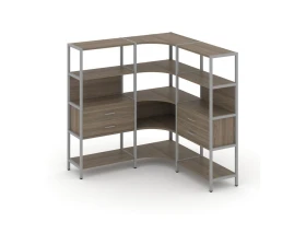 Трехсекционный угловой стеллаж четырехярусный с ящиками 1590х1590х1613 Шелф Систем / Shelf System images