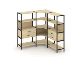 Трехсекционный угловой стеллаж четырехярусный с ящиками 1590х1590х1613 Шелф Систем / Shelf System images