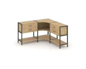 Трехсекционный угловой стеллаж двухярусный с ящиками 1590х1590х879 Шелф Систем / Shelf System images