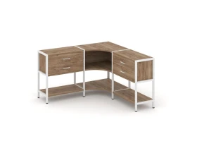 Трехсекционный угловой стеллаж двухярусный с ящиками 1590х1590х879 Шелф Систем / Shelf System images