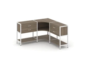 Трехсекционный угловой стеллаж двухярусный с ящиками 1590х1590х879 Шелф Систем / Shelf System images