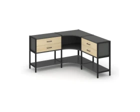 Трехсекционный угловой стеллаж двухярусный с ящиками 1590х1590х879 Шелф Систем / Shelf System images