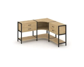 Трехсекционный угловой стеллаж двухярусный с ящиками 1590х1590х879 Шелф Систем / Shelf System images