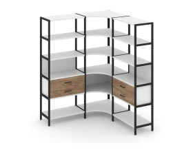 Трехсекционный угловой стеллаж пятиярусный с ящиками 1590х1590х1980 Шелф Систем / Shelf System images