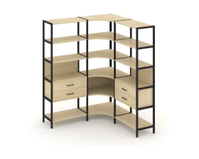 Трехсекционный угловой стеллаж пятиярусный с ящиками 1590х1590х1980 Шелф Систем / Shelf System images