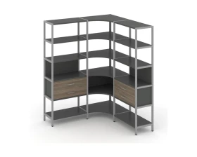 Трехсекционный угловой стеллаж пятиярусный с ящиками 1590х1590х1980 Шелф Систем / Shelf System images