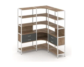 Трехсекционный угловой стеллаж пятиярусный с ящиками 1590х1590х1980 Шелф Систем / Shelf System images