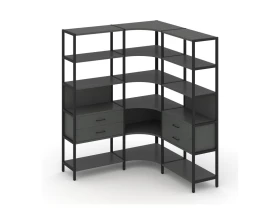Трехсекционный угловой стеллаж пятиярусный с ящиками 1590х1590х1980 Шелф Систем / Shelf System images