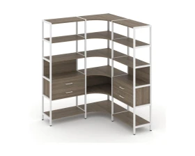 Трехсекционный угловой стеллаж пятиярусный с ящиками 1590х1590х1980 Шелф Систем / Shelf System images