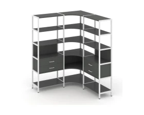 Трехсекционный угловой стеллаж пятиярусный с ящиками 1590х1590х1980 Шелф Систем / Shelf System images