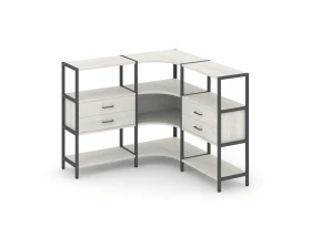 Трехсекционный угловой стеллаж трехярусный с ящиками 1590х1590х1246 Шелф Систем / Shelf System images
