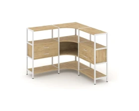 Трехсекционный угловой стеллаж трехярусный с ящиками 1590х1590х1246 Шелф Систем / Shelf System images