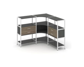 Трехсекционный угловой стеллаж трехярусный с ящиками 1590х1590х1246 Шелф Систем / Shelf System images