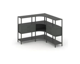 Трехсекционный угловой стеллаж трехярусный с ящиками 1590х1590х1246 Шелф Систем / Shelf System images