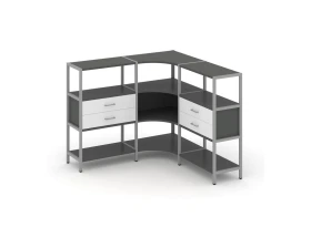 Трехсекционный угловой стеллаж трехярусный с ящиками 1590х1590х1246 Шелф Систем / Shelf System images