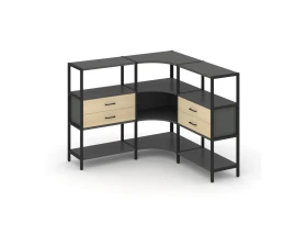 Трехсекционный угловой стеллаж трехярусный с ящиками 1590х1590х1246 Шелф Систем / Shelf System images