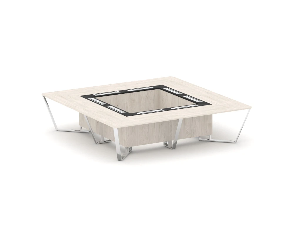 Стол переговорный квадратный ЛДСП/нерж. сталь/МДФ 3200x3200x750 Стил Мит / Steel Meet