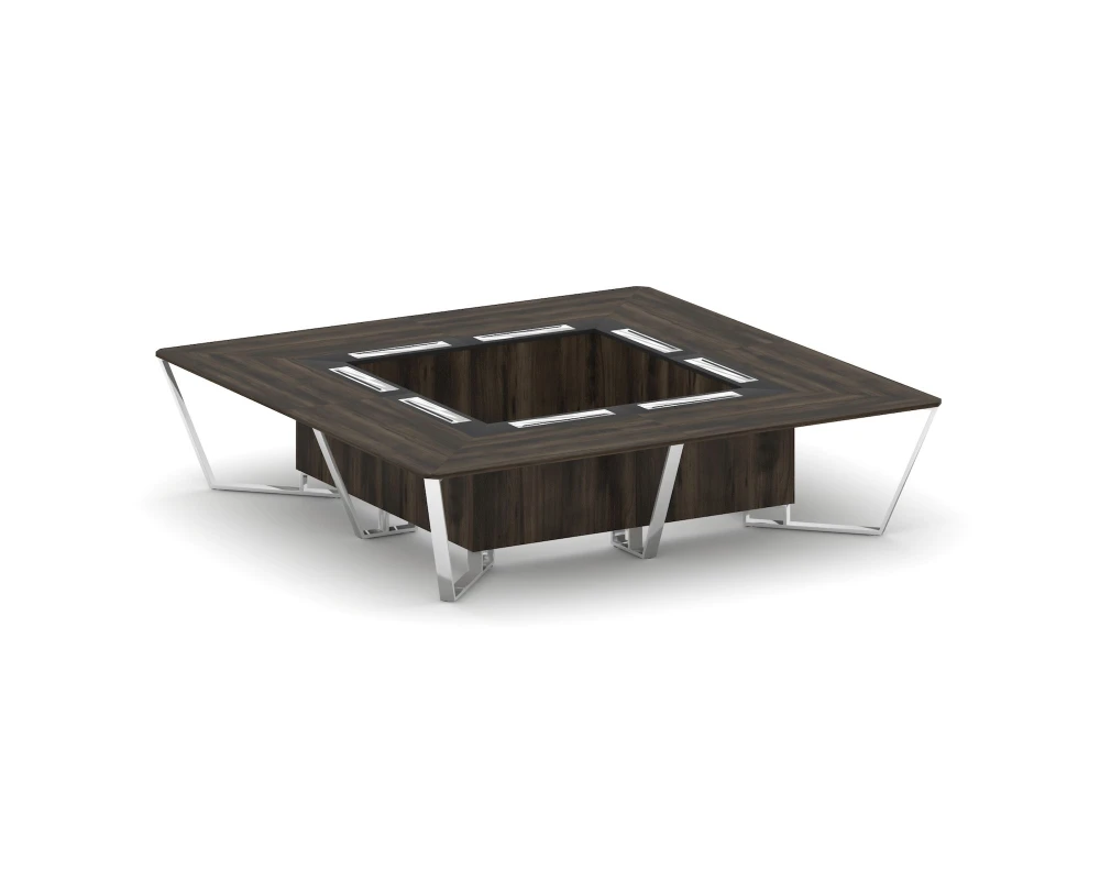 Стол переговорный квадратный ЛДСП/нерж. сталь/МДФ 3200x3200x750 Стил Мит / Steel Meet