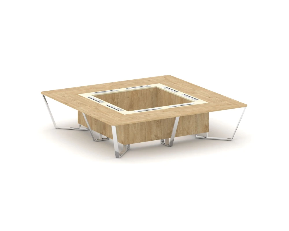 Стол переговорный квадратный ЛДСП/нерж. сталь/МДФ 3200x3200x750 Стил Мит / Steel Meet