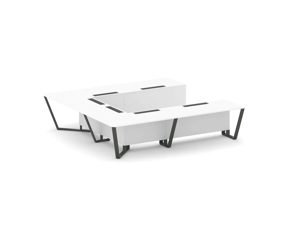 Стол переговорный П-образный ЛДСП/краш. металл 3200x3200x750 Стил Мит / Steel Meet