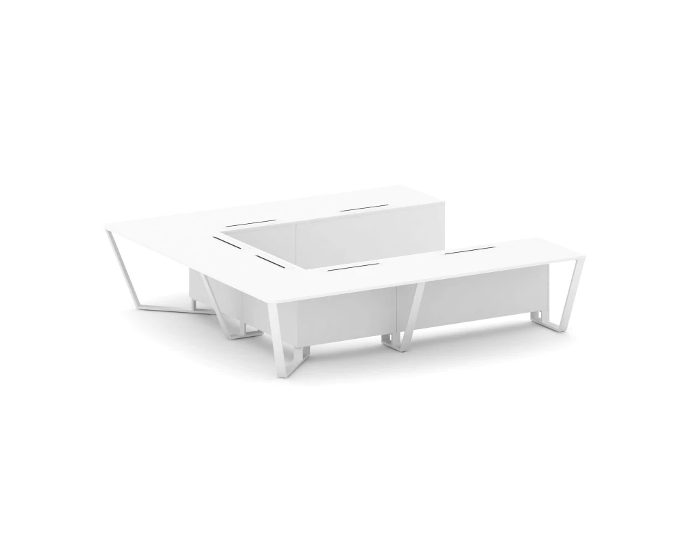 Стол переговорный П-образный ЛДСП/краш. металл 3200x3200x750 Стил Мит / Steel Meet