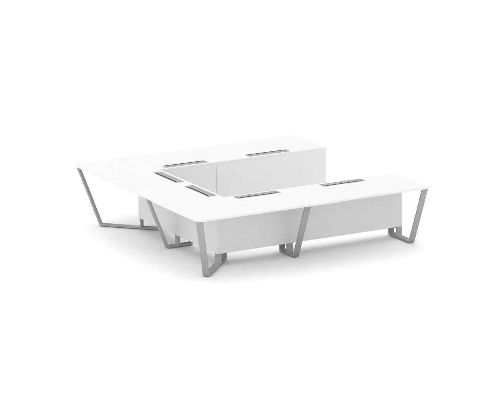Стол переговорный П-образный ЛДСП/краш. металл 3200x3200x750 Стил Мит / Steel Meet