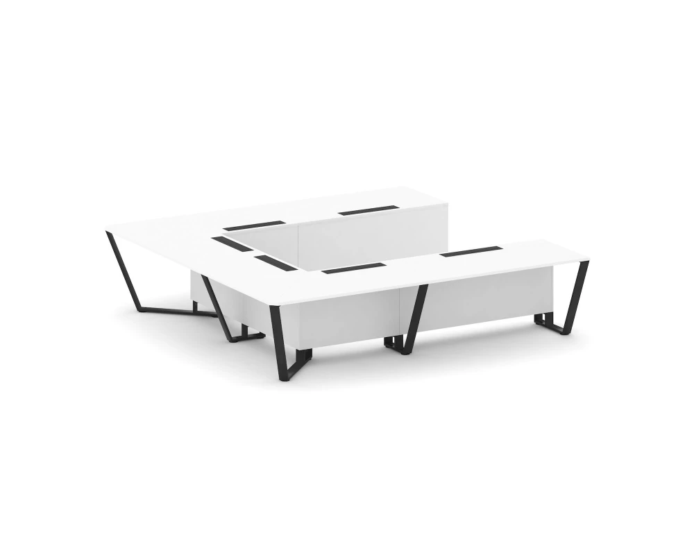 Стол переговорный П-образный ЛДСП/краш. металл 3200x3200x750 Стил Мит / Steel Meet