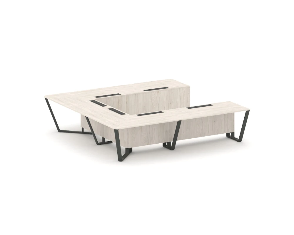 Стол переговорный П-образный ЛДСП/краш. металл 3200x3200x750 Стил Мит / Steel Meet