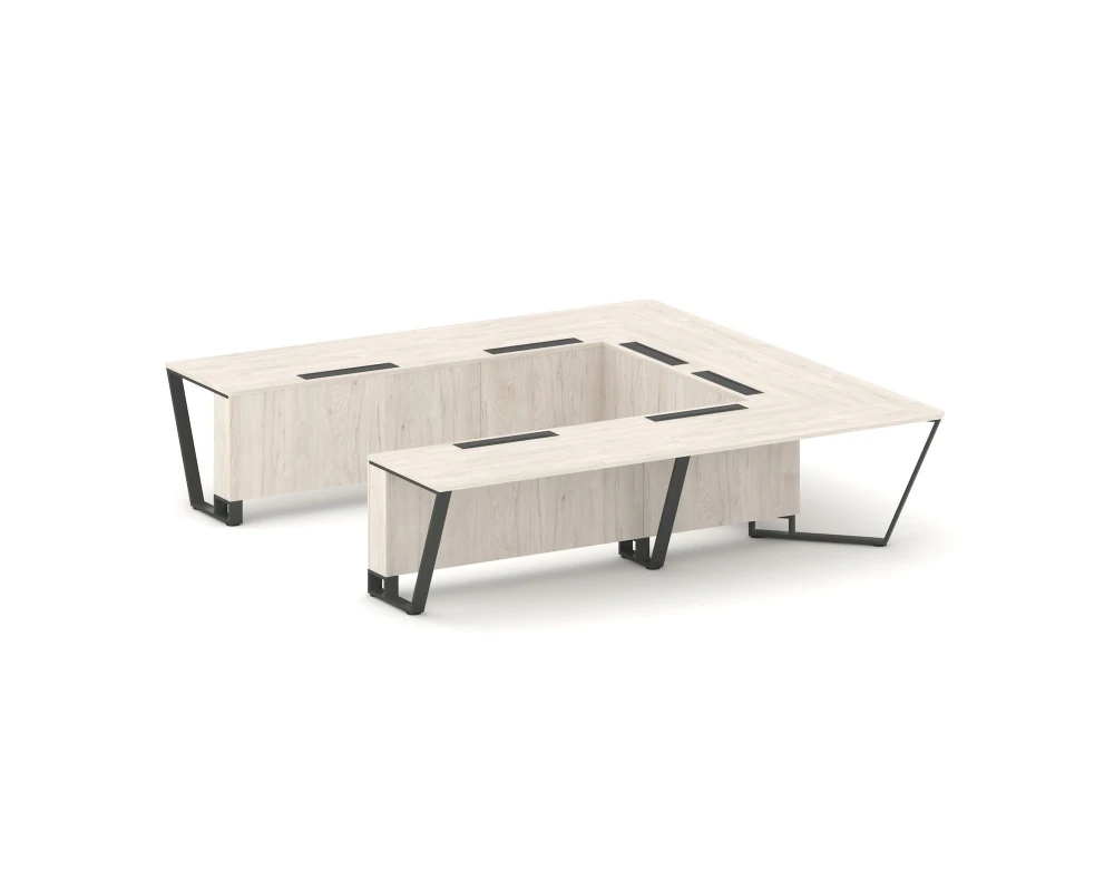 Стол переговорный П-образный ЛДСП/краш. металл 3200x3200x750 Стил Мит / Steel Meet