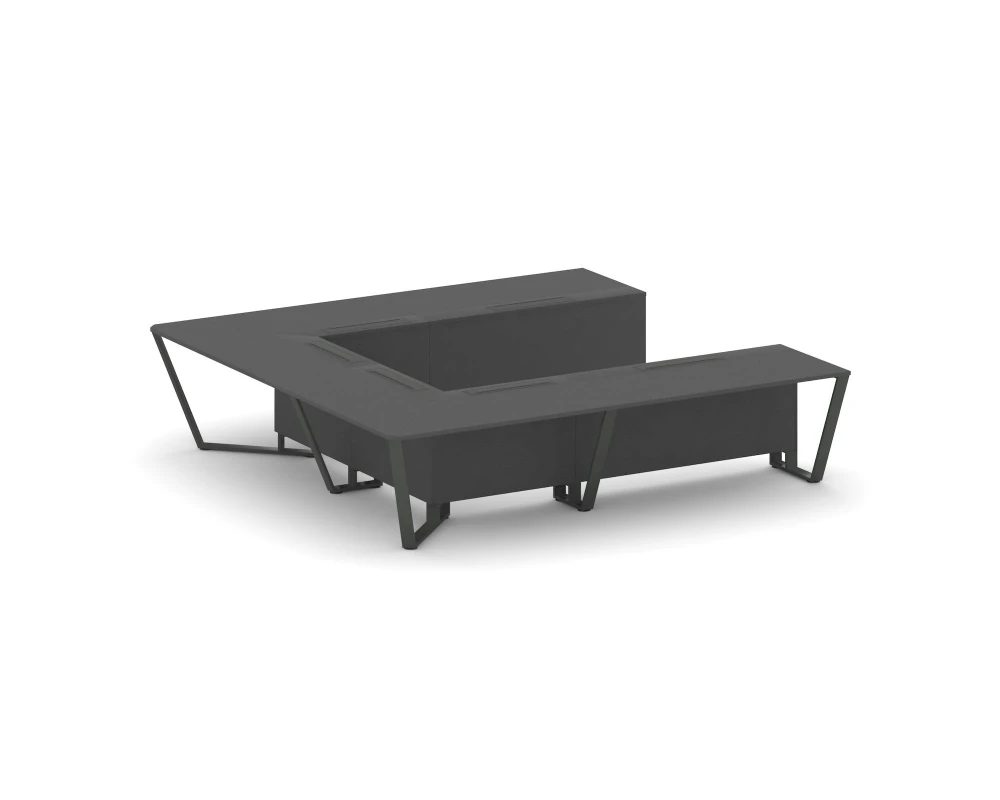 Стол переговорный П-образный ЛДСП/краш. металл 3200x3200x750 Стил Мит / Steel Meet