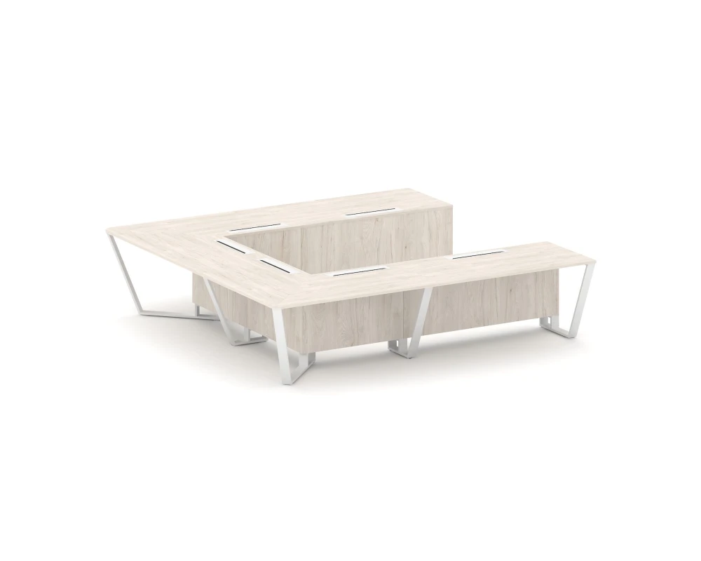 Стол переговорный П-образный ЛДСП/краш. металл 3200x3200x750 Стил Мит / Steel Meet