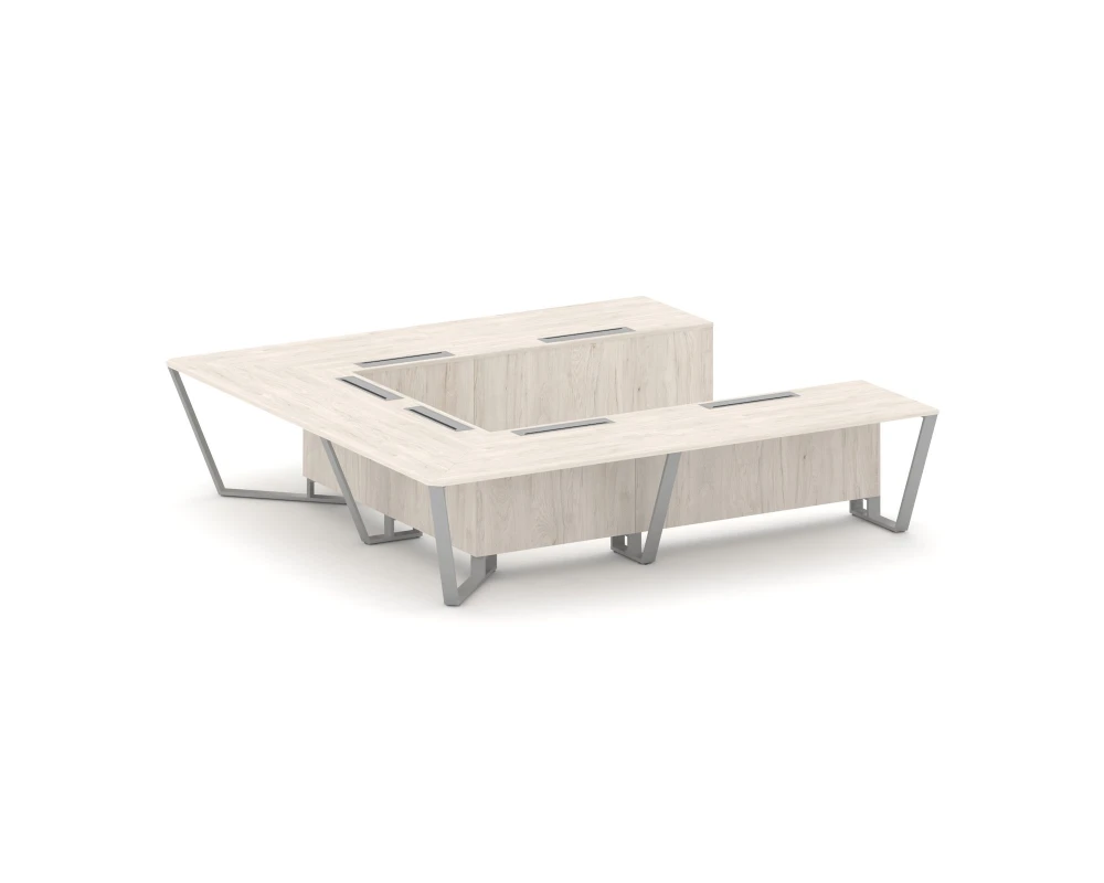 Стол переговорный П-образный ЛДСП/краш. металл 3200x3200x750 Стил Мит / Steel Meet