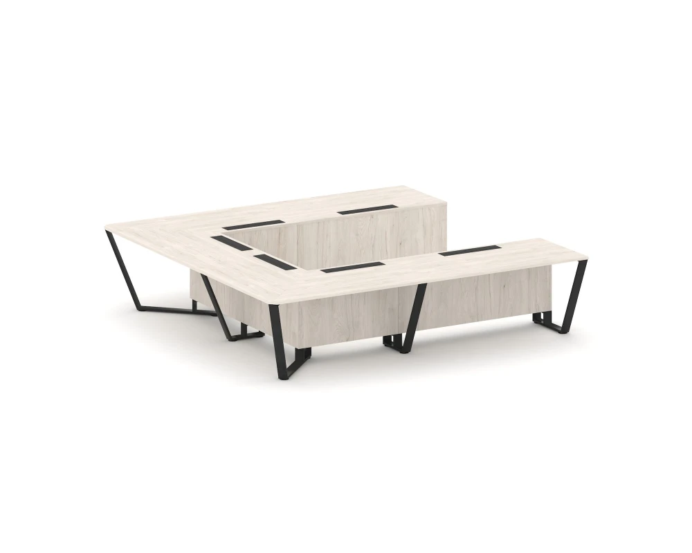 Стол переговорный П-образный ЛДСП/краш. металл 3200x3200x750 Стил Мит / Steel Meet