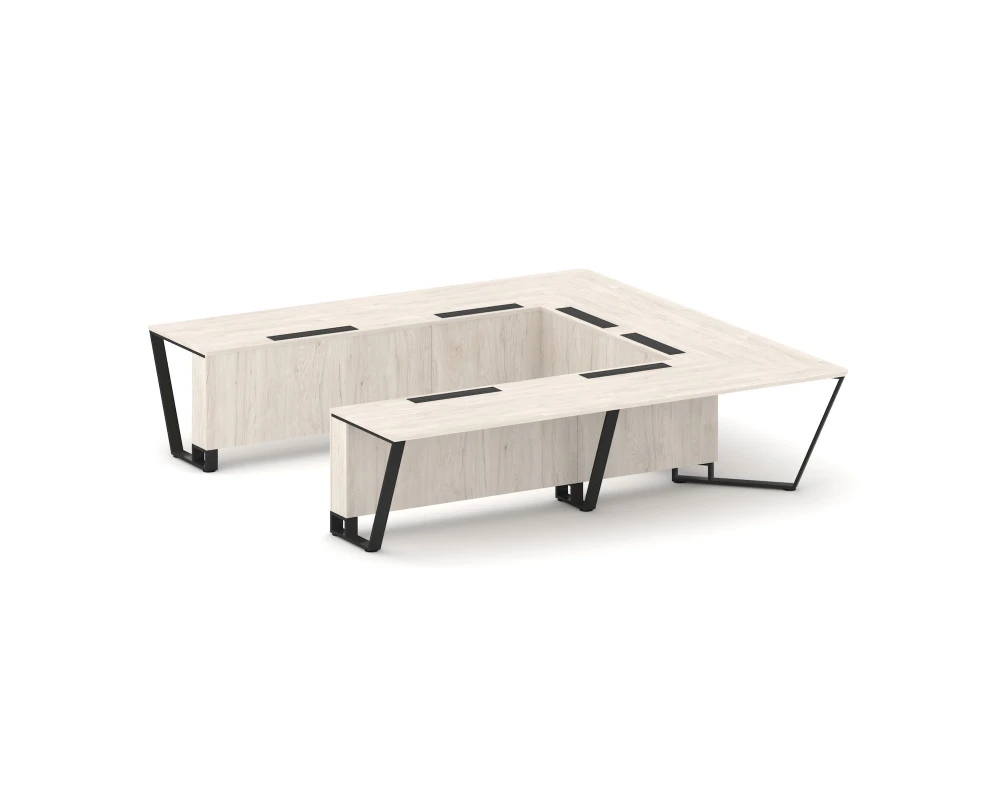 Стол переговорный П-образный ЛДСП/краш. металл 3200x3200x750 Стил Мит / Steel Meet