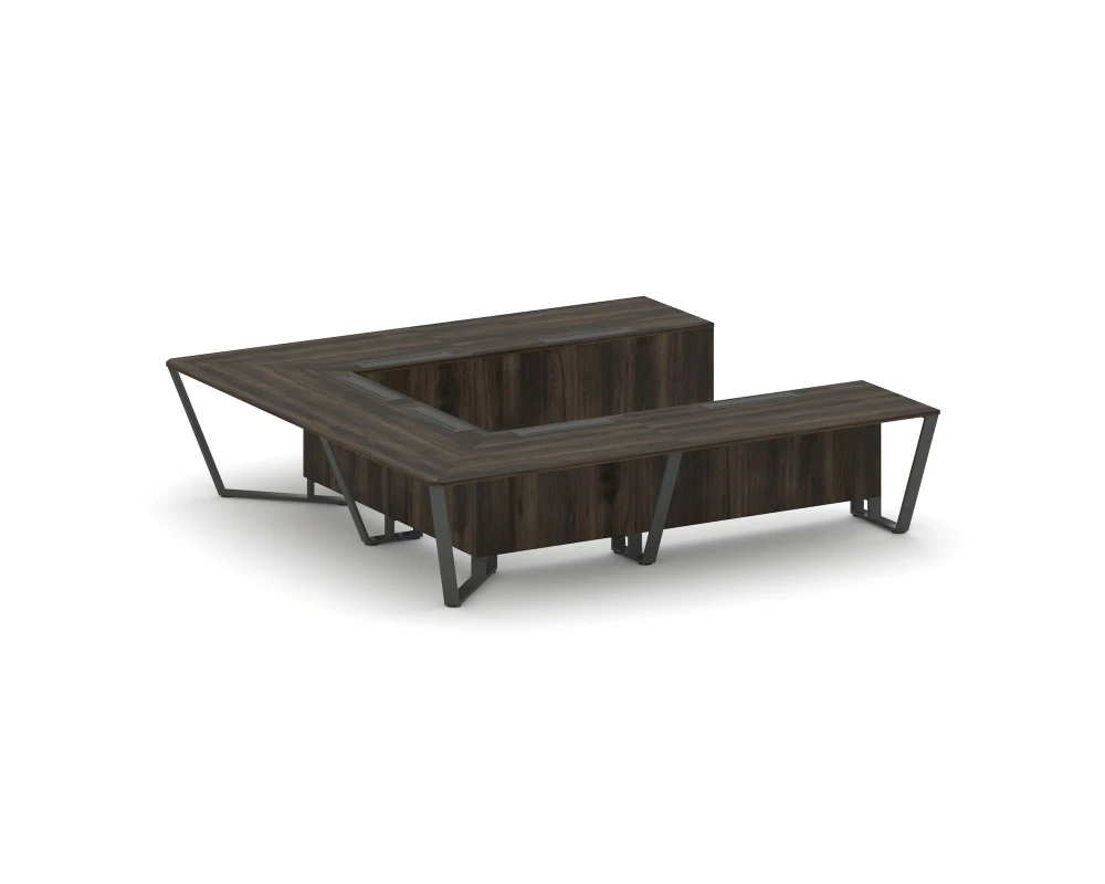 Стол переговорный П-образный ЛДСП/краш. металл 3200x3200x750 Стил Мит / Steel Meet