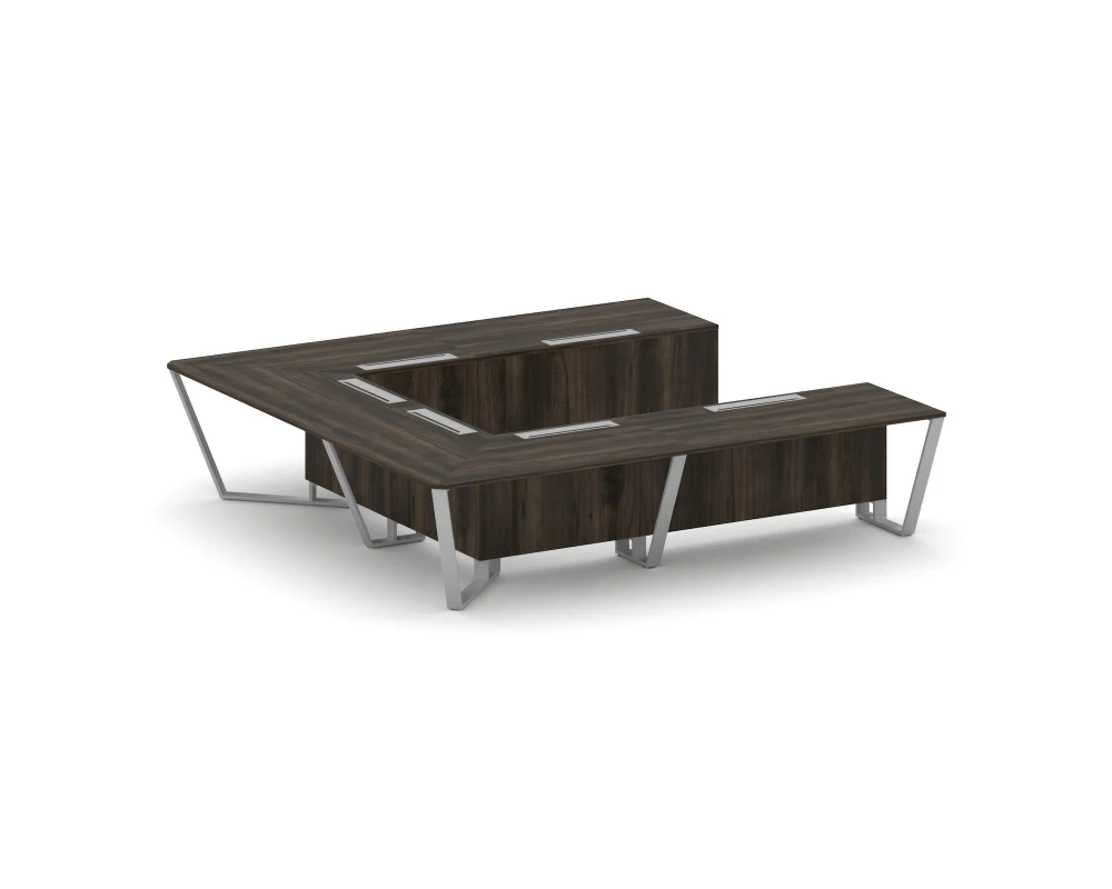 Стол переговорный П-образный ЛДСП/краш. металл 3200x3200x750 Стил Мит / Steel Meet