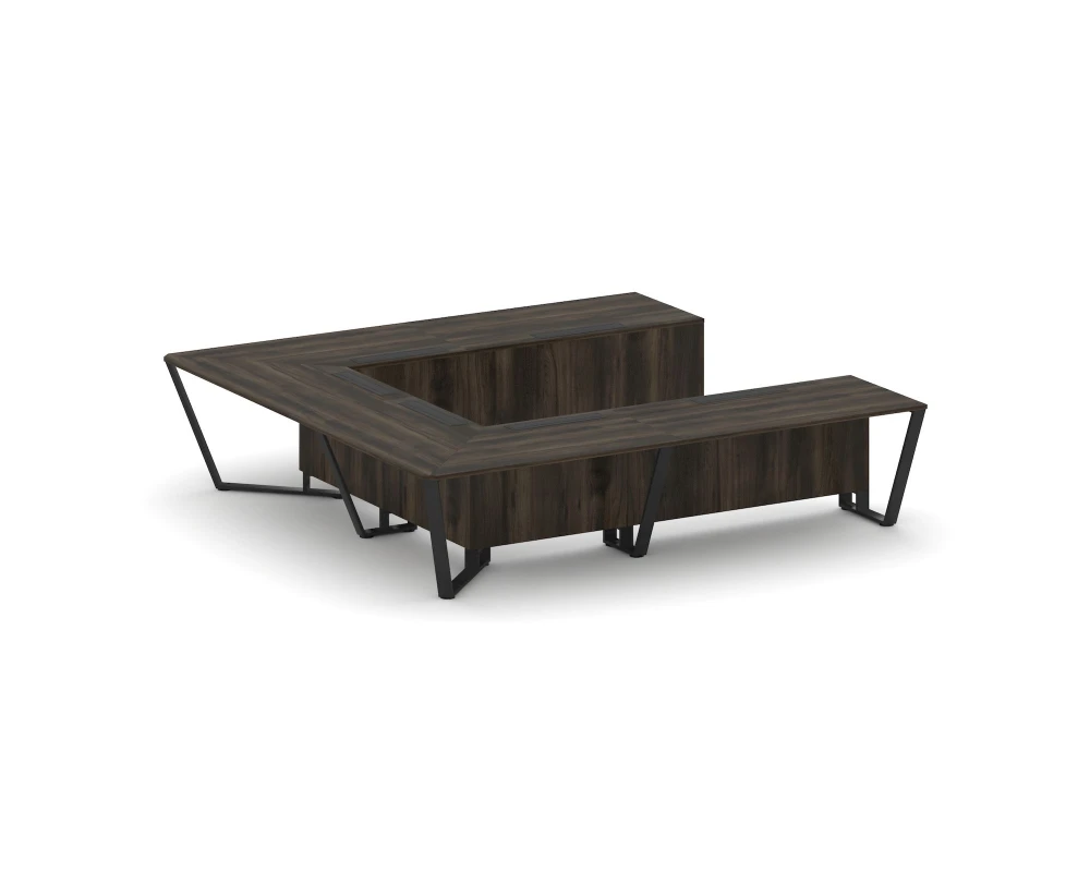 Стол переговорный П-образный ЛДСП/краш. металл 3200x3200x750 Стил Мит / Steel Meet