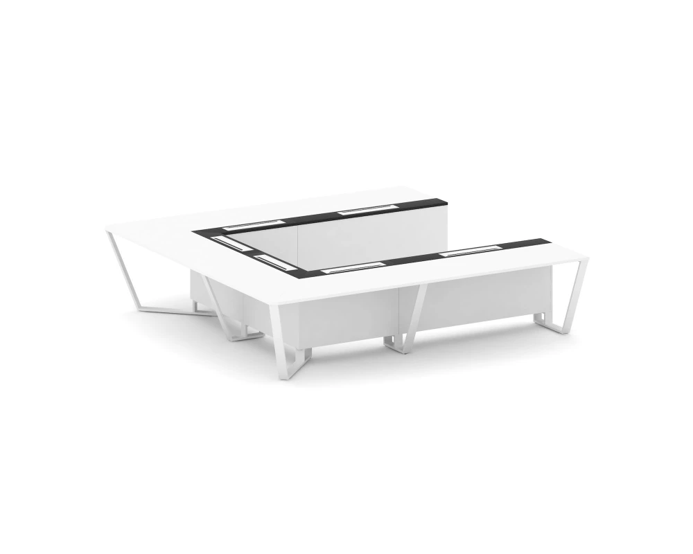 Стол переговорный П-образный ЛДСП/краш. металл/МДФ 3200x3200x750 Стил Мит / Steel Meet