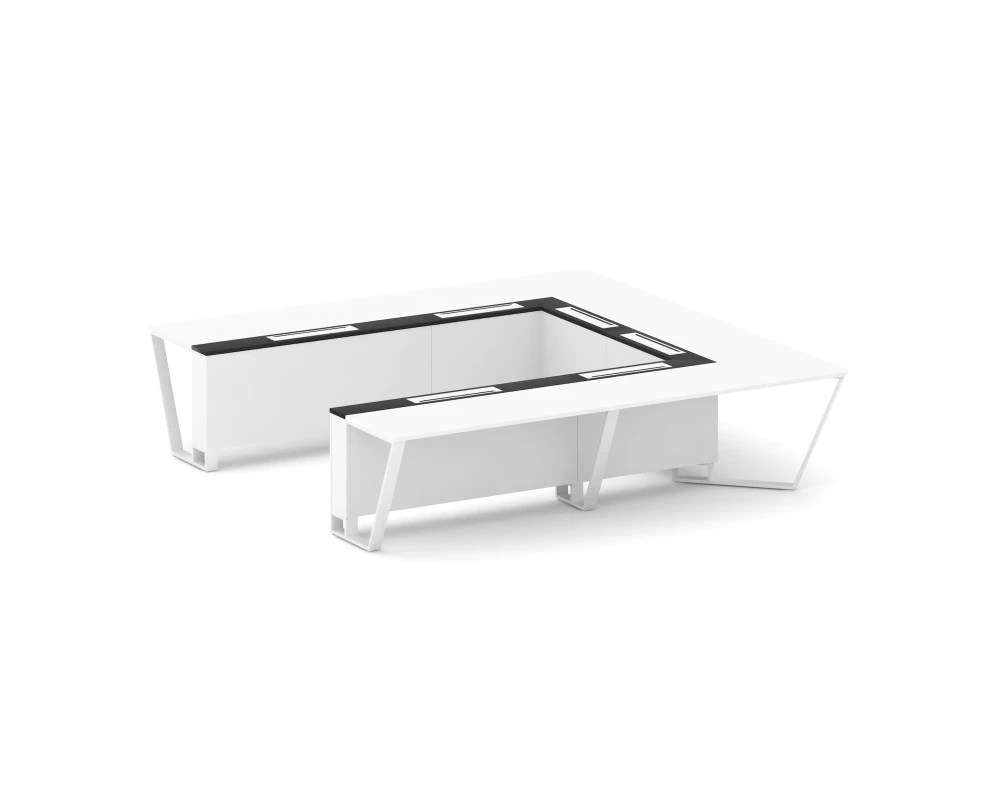 Стол переговорный П-образный ЛДСП/краш. металл/МДФ 3200x3200x750 Стил Мит / Steel Meet