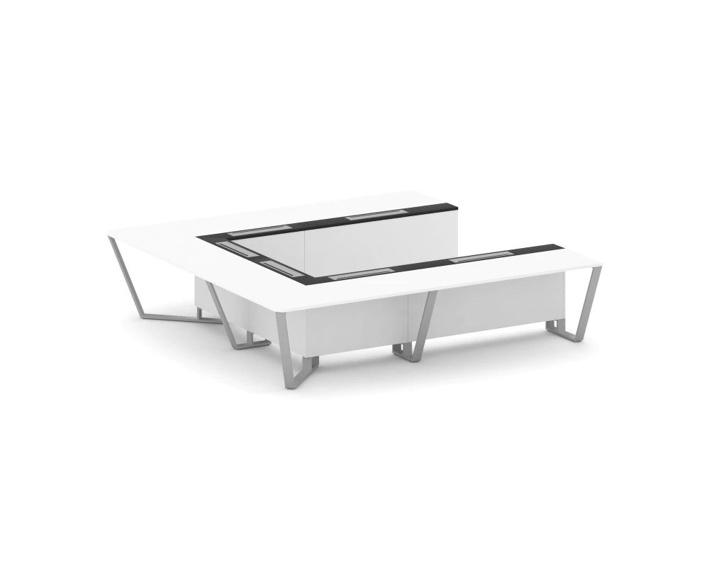 Стол переговорный П-образный ЛДСП/краш. металл/МДФ 3200x3200x750 Стил Мит / Steel Meet