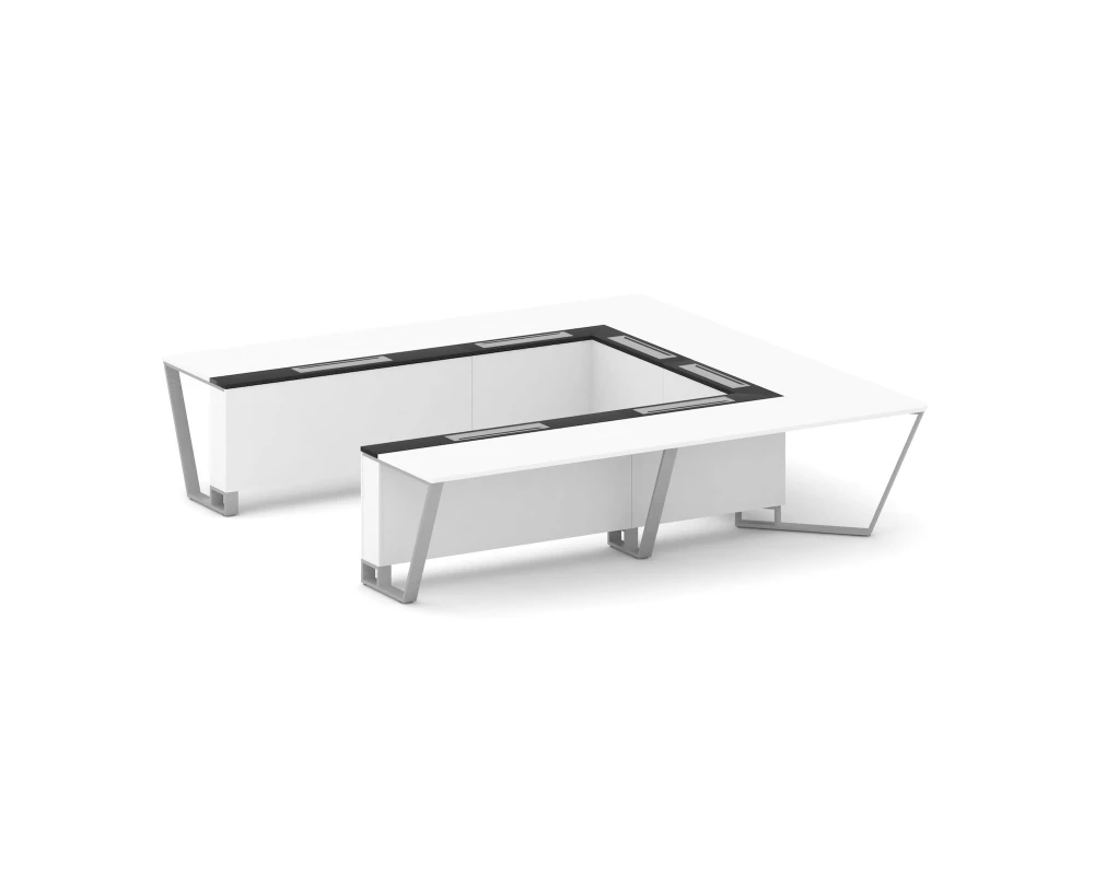 Стол переговорный П-образный ЛДСП/краш. металл/МДФ 3200x3200x750 Стил Мит / Steel Meet