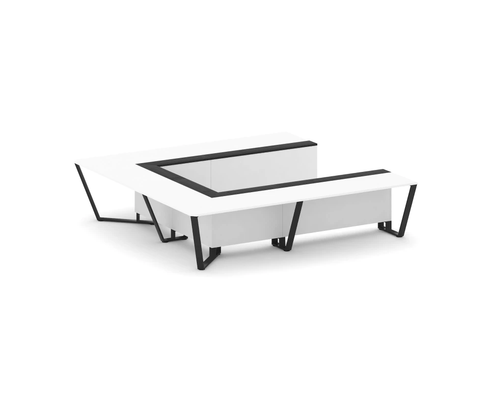 Стол переговорный П-образный ЛДСП/краш. металл/МДФ 3200x3200x750 Стил Мит / Steel Meet