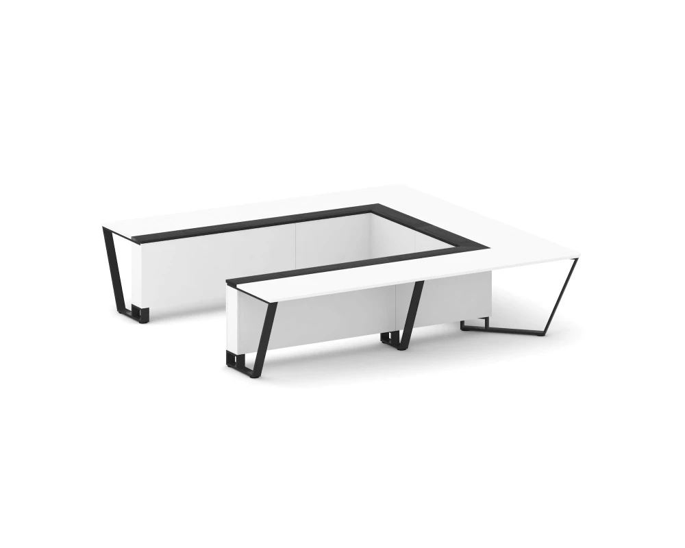 Стол переговорный П-образный ЛДСП/краш. металл/МДФ 3200x3200x750 Стил Мит / Steel Meet