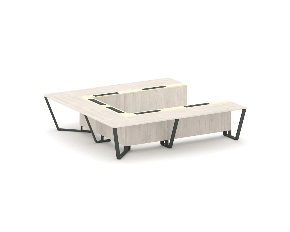 Стол переговорный П-образный ЛДСП/краш. металл/МДФ 3200x3200x750 Стил Мит / Steel Meet