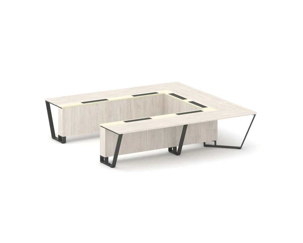 Стол переговорный П-образный ЛДСП/краш. металл/МДФ 3200x3200x750 Стил Мит / Steel Meet