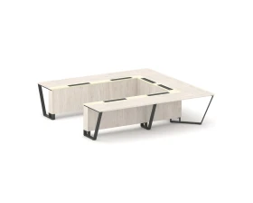 Стол переговорный П-образный ЛДСП/краш. металл/МДФ 3200x3200x750 Стил Мит / Steel Meet images